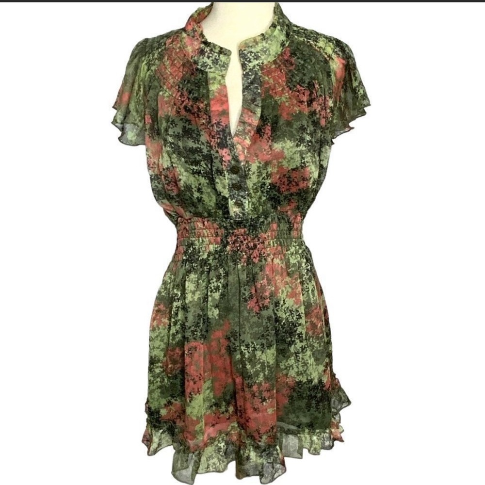 TORRID A-Line tie waist pullover blouse green and peach size 2 / 2X / 18-20